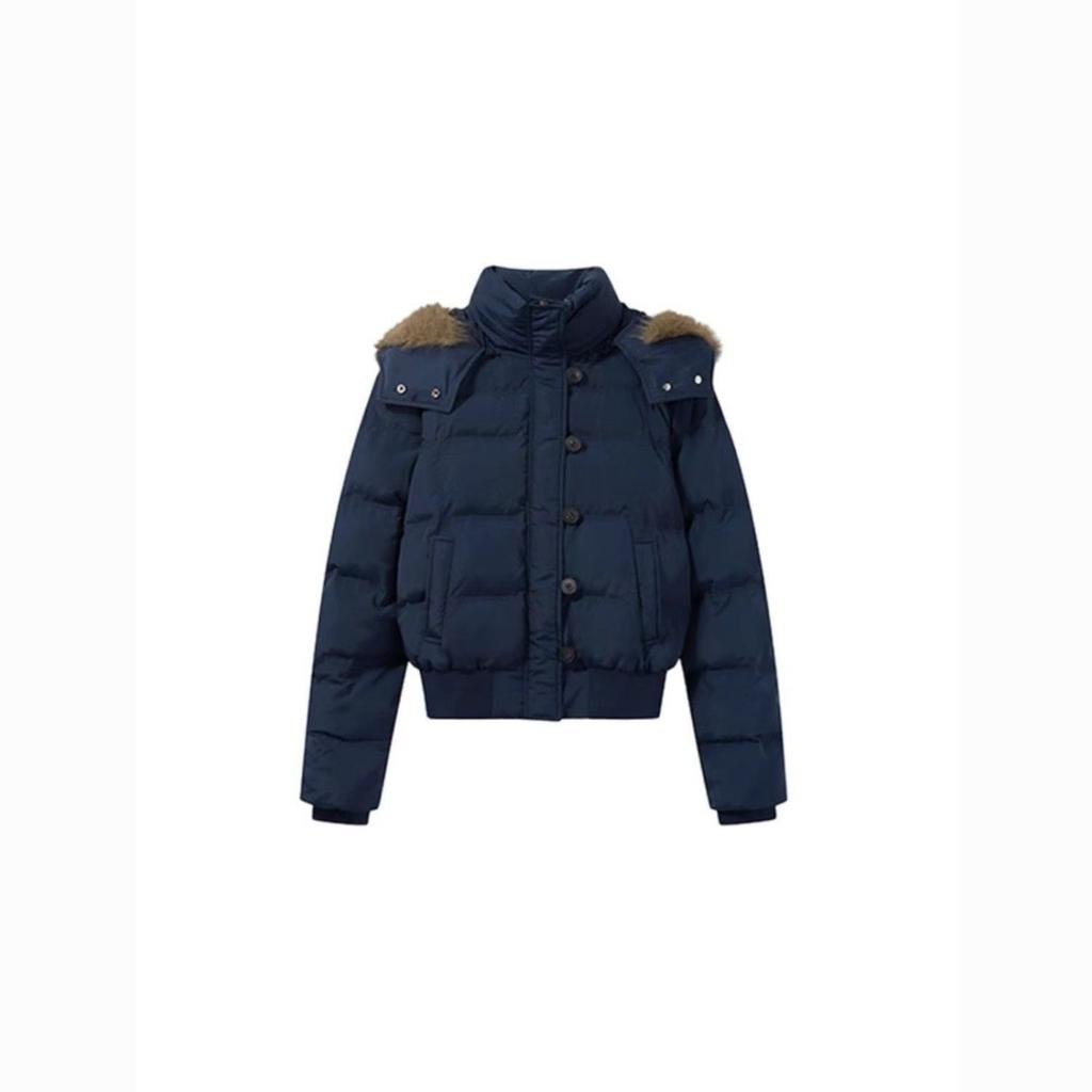 Hair collar hooded winter down cotton clothes women's winter new bread clothes thickened loose coat