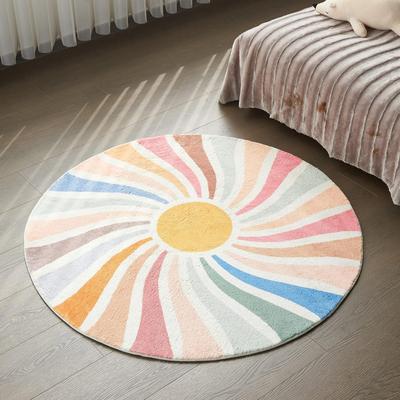 Round Living Room Carpet Foldable Machine Washable Colorful Bohemian Style Sun Rainbow Mat Bedroom Bedside Cashmere Carpets