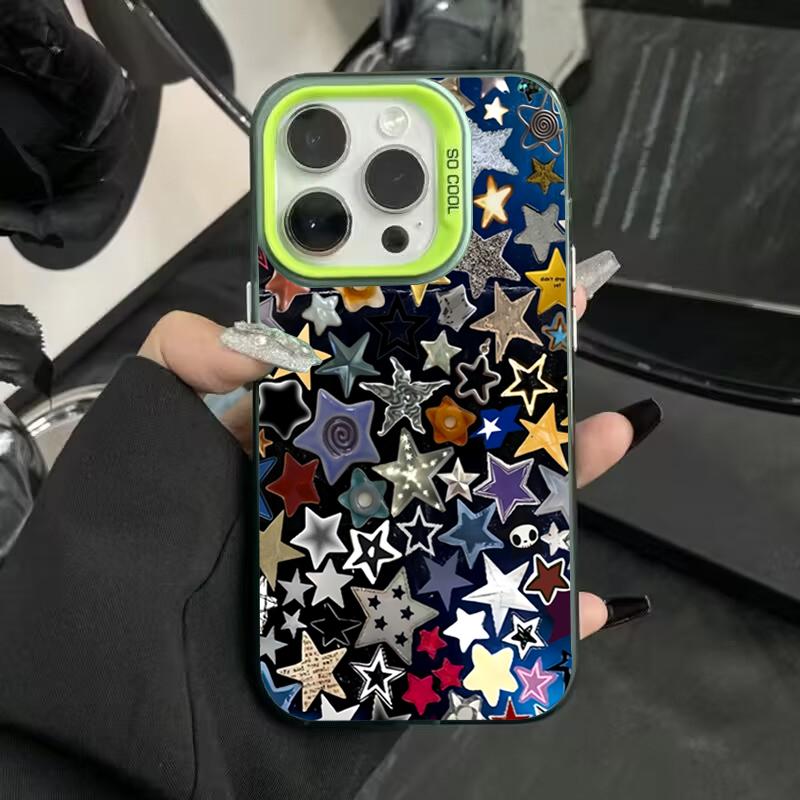 Barevný hvězdný matný laserový kryt na telefon pro iPhone 15 16 Pro Max pouzdro iPhone 14 13 12 11 XS X XR 7 Plus 16E Nárazuvzdorný kryt s nárazníkem