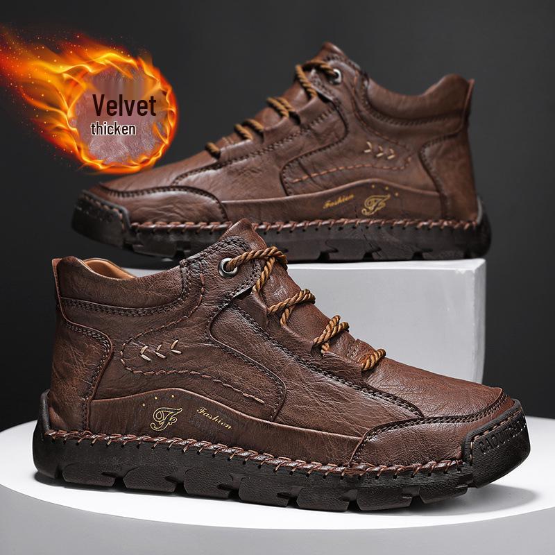

Мужские демисезонные/зимние повседневные теплые ботинки большого размера с высоким берцем и хлопковой подкладкой Size 43