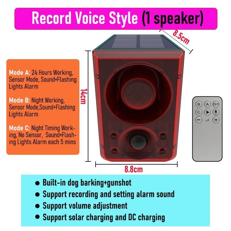 

Solar Lamp Motion Sensor Alarm with Remote Control Motion Detector for Outdoor Farm Yard Garden Bears Animals Scare Garage Shed