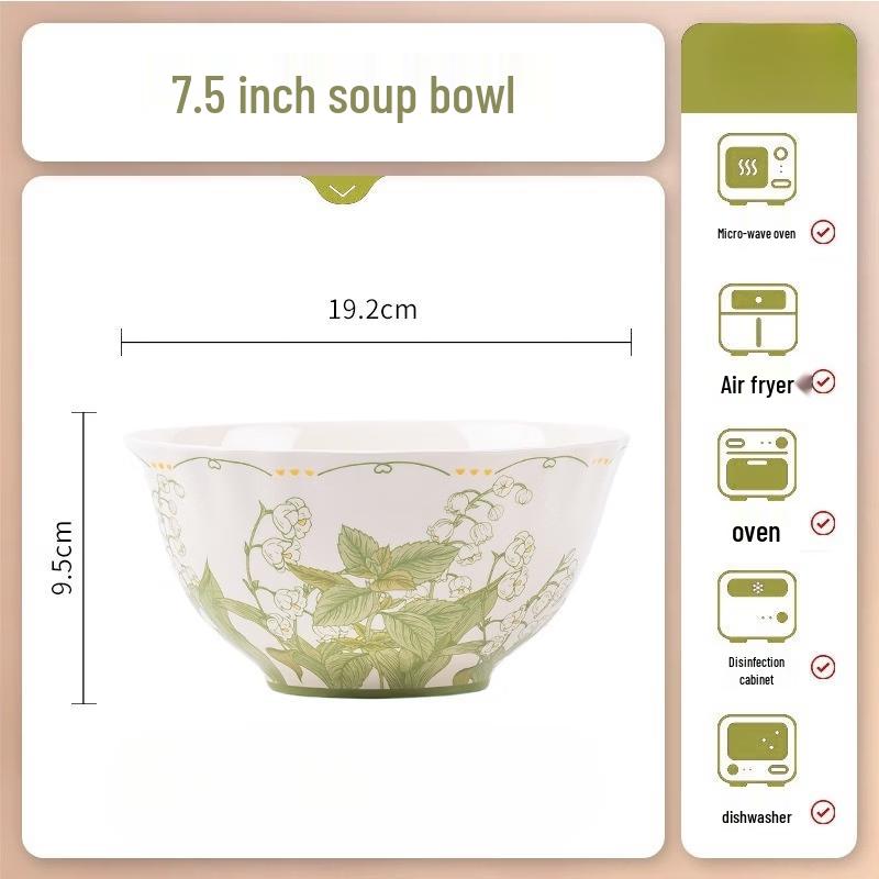 Lily-of-the-Valley Ceramic Soup Bowl