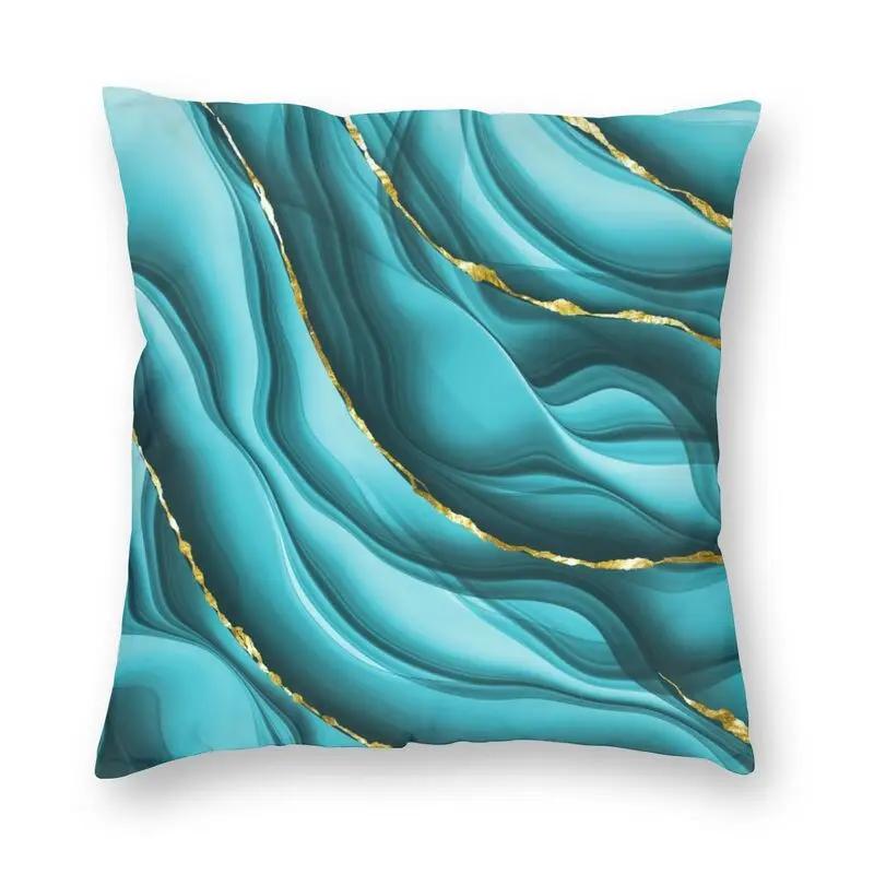 Home Decor Pillowcase Abstract Marble Pattern Cushion Cover Turquoise Aqua Blue Swirl Car Fashion  45x45cm