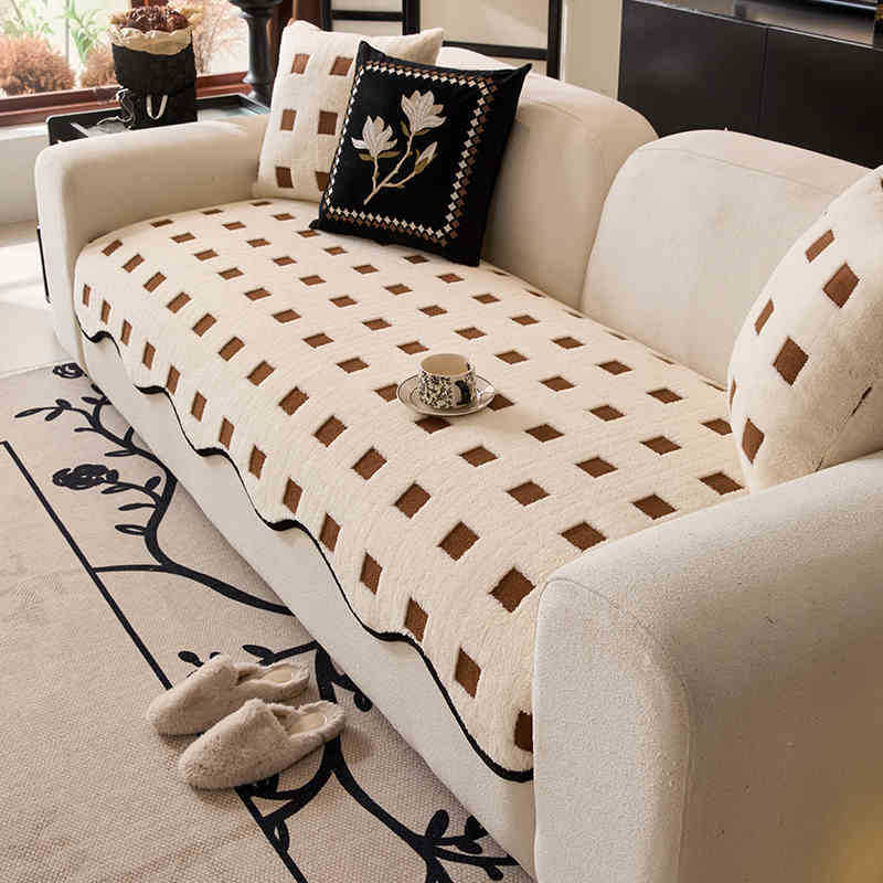 

Winter Plush Sofa Cushion Non-Slip Sofa Seat Cushion Advanced Sense New Sofa Cover Sofa Cover Cover Cloth Towel 90*90cm