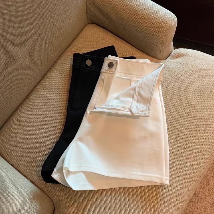 Women's High-Waist Elastic White Shorts - Sexy, Casual, Trendy Spring/Summer/Autumn Wear