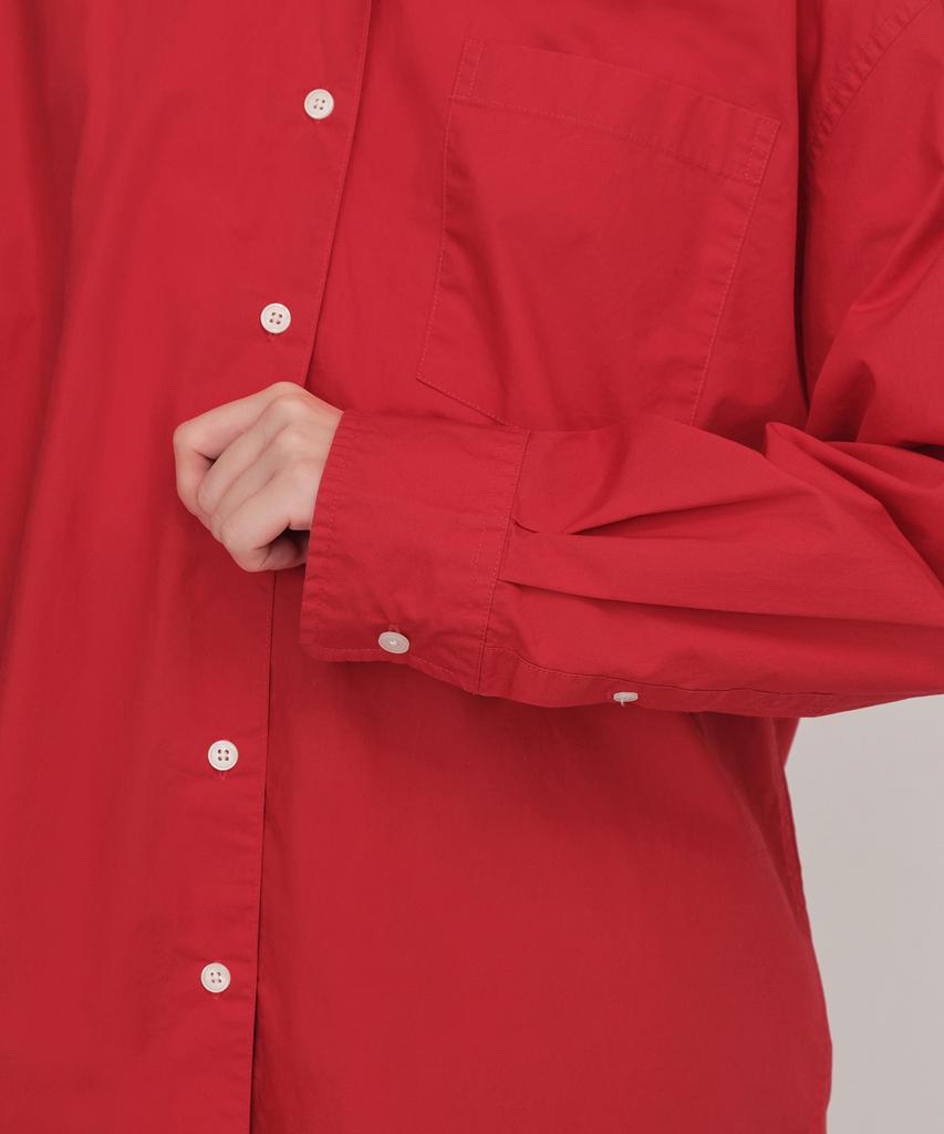 MUSINSA STANDARD WOMAN Women'S Oversized Washed Poplin Shirt [Red]
