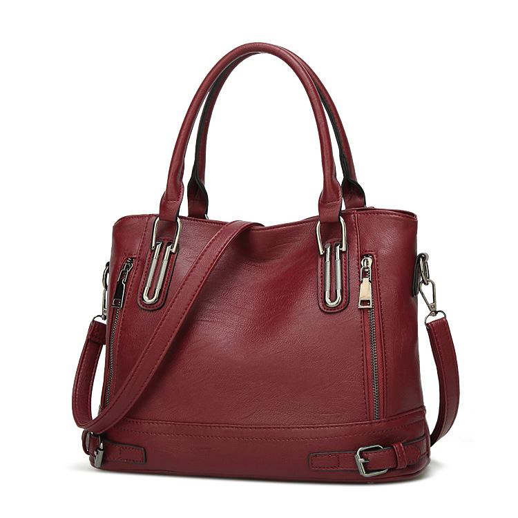 Borsa A Tracolla Donna In Pelle Sintetica PU - Grande Capiente Per Lavoro E Viaggi - Colore Tinta Unita