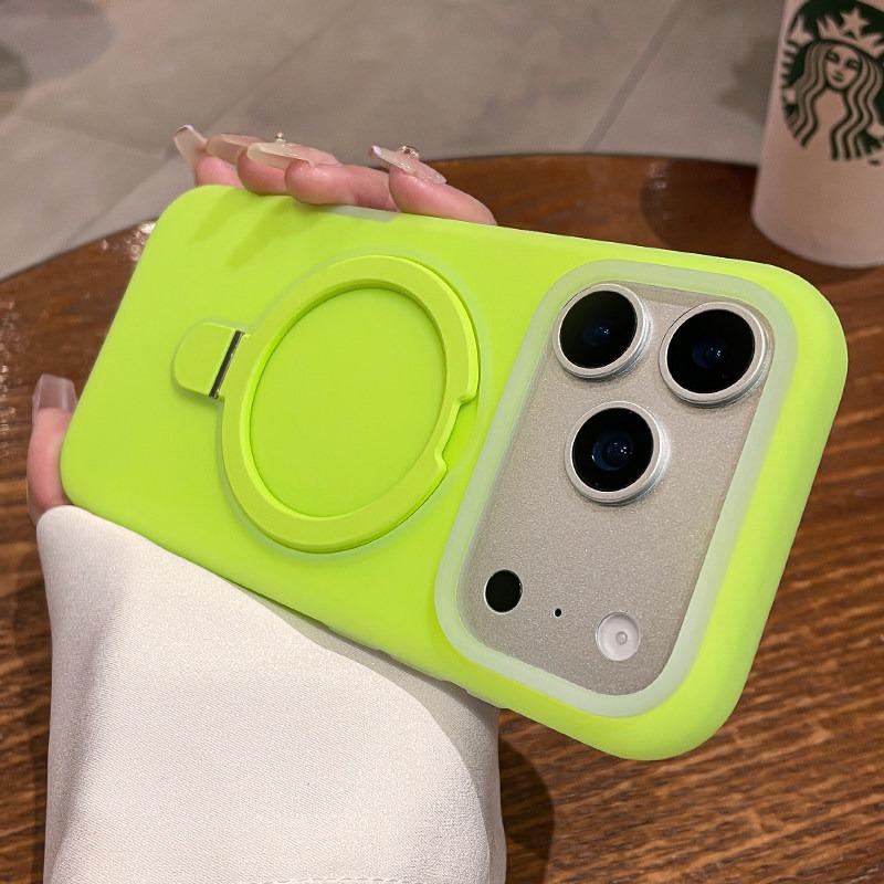 for Liquid Silicone Bracket Case for For Iphone 16 17 Pro Max 1 14 13 Candy Color Magnetic Holder Stand Soft Matte Cover