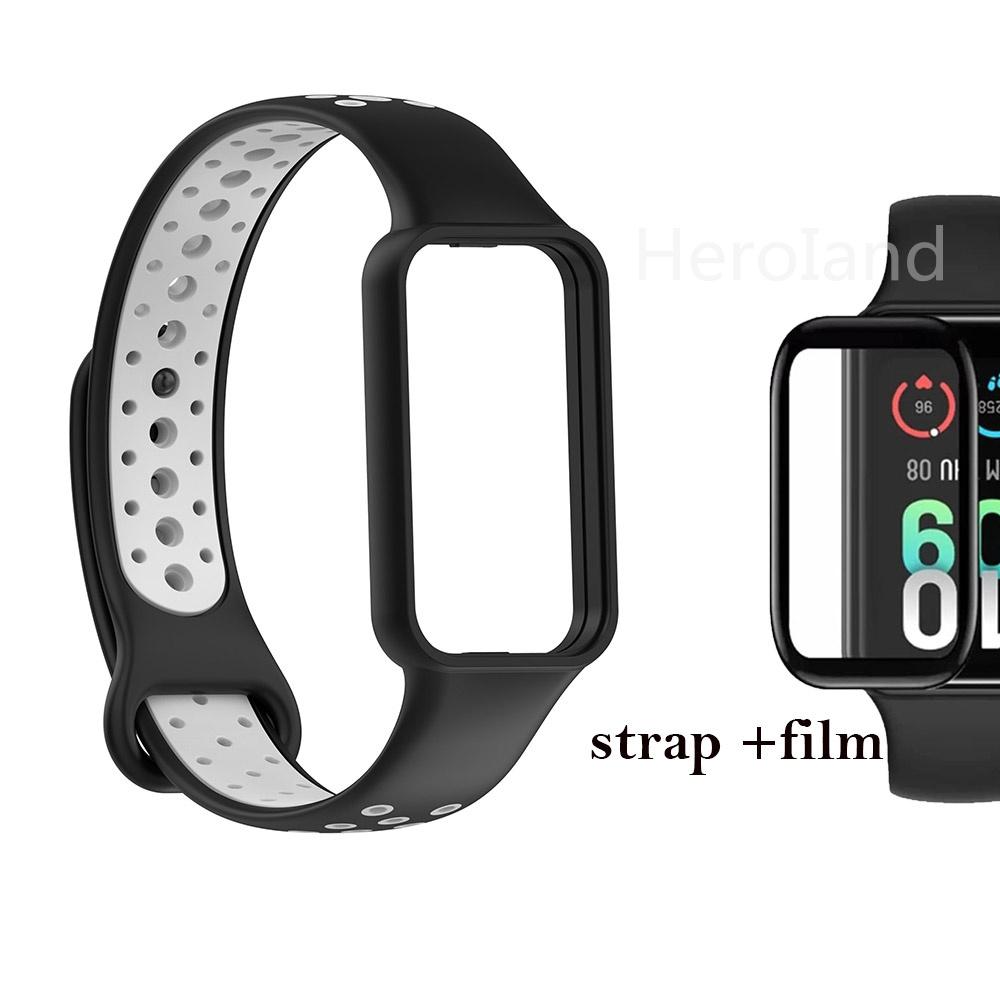 Fashion Silicone WatchStrap For Huami Amazfit Band 7 SmartWatch Band Bracelet Wristband For Amazfit band7 Strap Buckle +film