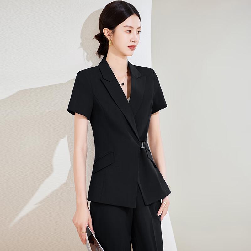 TROMAN Completo Professionale da Donna a Maniche Corte con Cintura