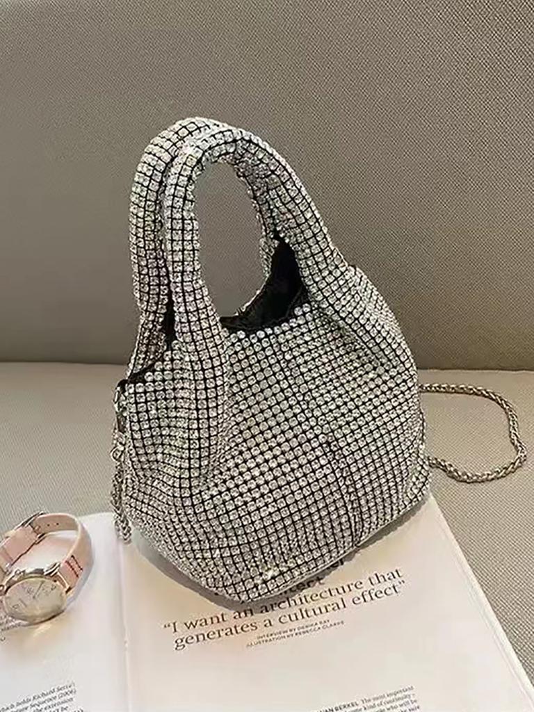 2025 New Bag Women's Messenger Bag Korean Version Diamond Handbag Vegetable Basket Rhinestone Bag Light Luxury High Fashion