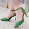 Klassiske Dame Høyhælte Pumps Sko Mote Elegant Stropp Spiss tå Svart Grønn Rosa Hælet Kontor Fest Bryllupssko Dame