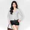 Autumn Short V-neck Knitted Cardigan Women's Outer Wear Autumn and Winter New Gentle Style Temperament Slim Long-sleeved Top