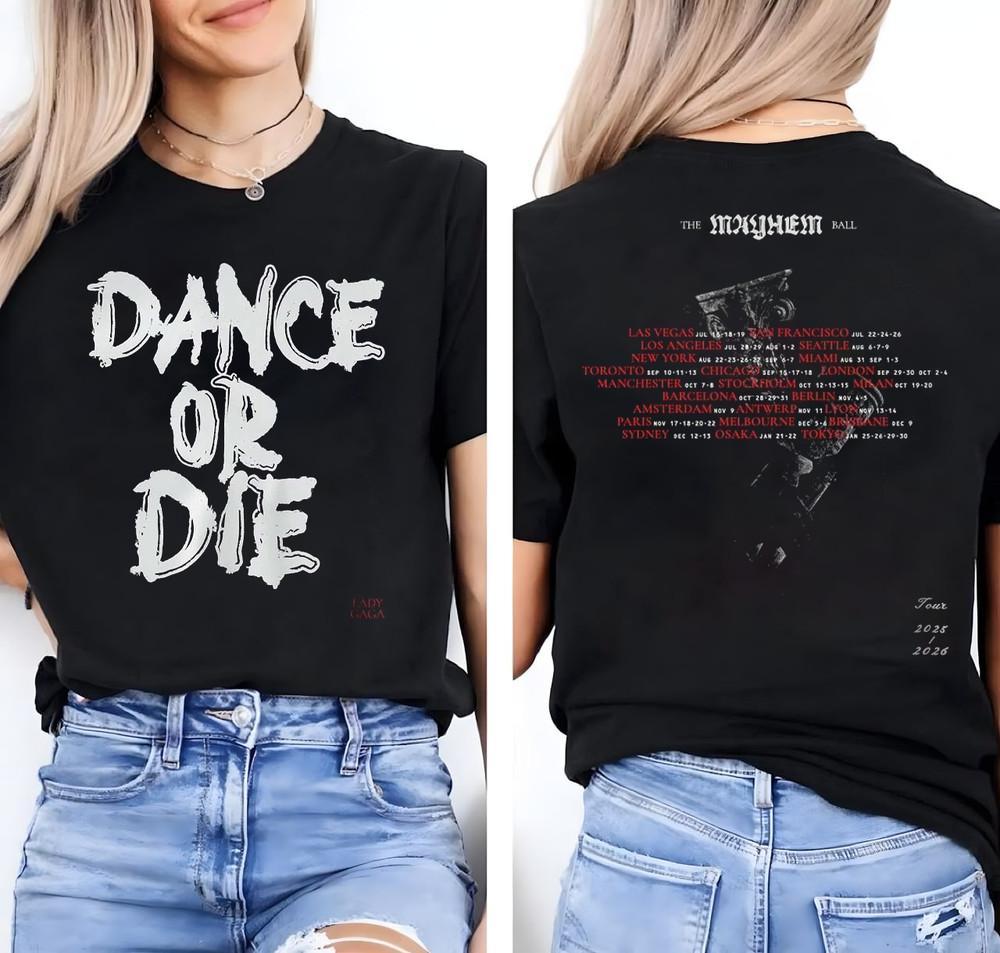 Lady Gaga The Mayhem Ball Tour 2025 T-Shirt, Ver3 Family Fans Double-Sided Shirt Unisex T-Shirt XL