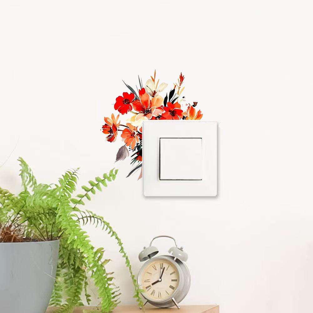 Self-adhesive Waterproof Minimalist Flower Switch Stickers for Living Room Bedroom Wall Decor