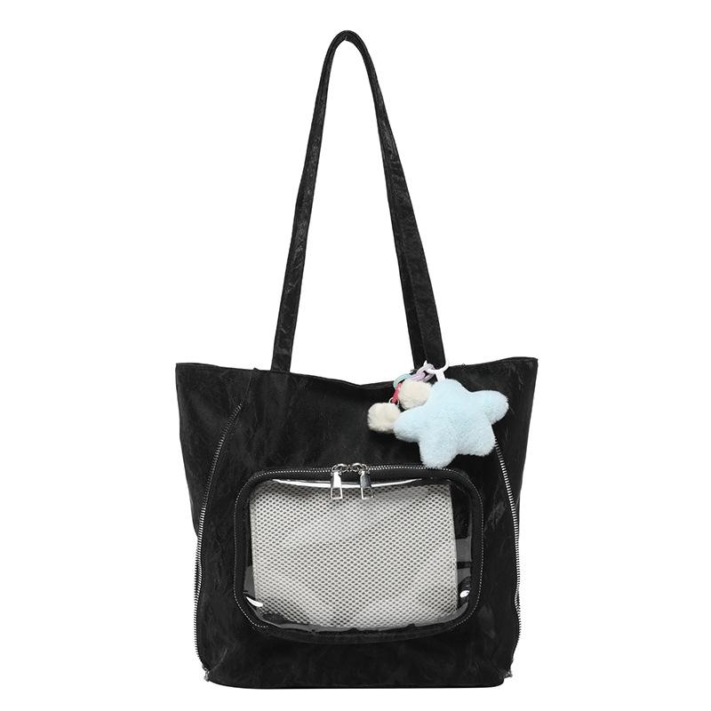 Fashion Transparent Shoulder Bag Women's 2025 New Versatile Simple Large-capacity Tote Bag, Foreign Style Student Backpack Tide