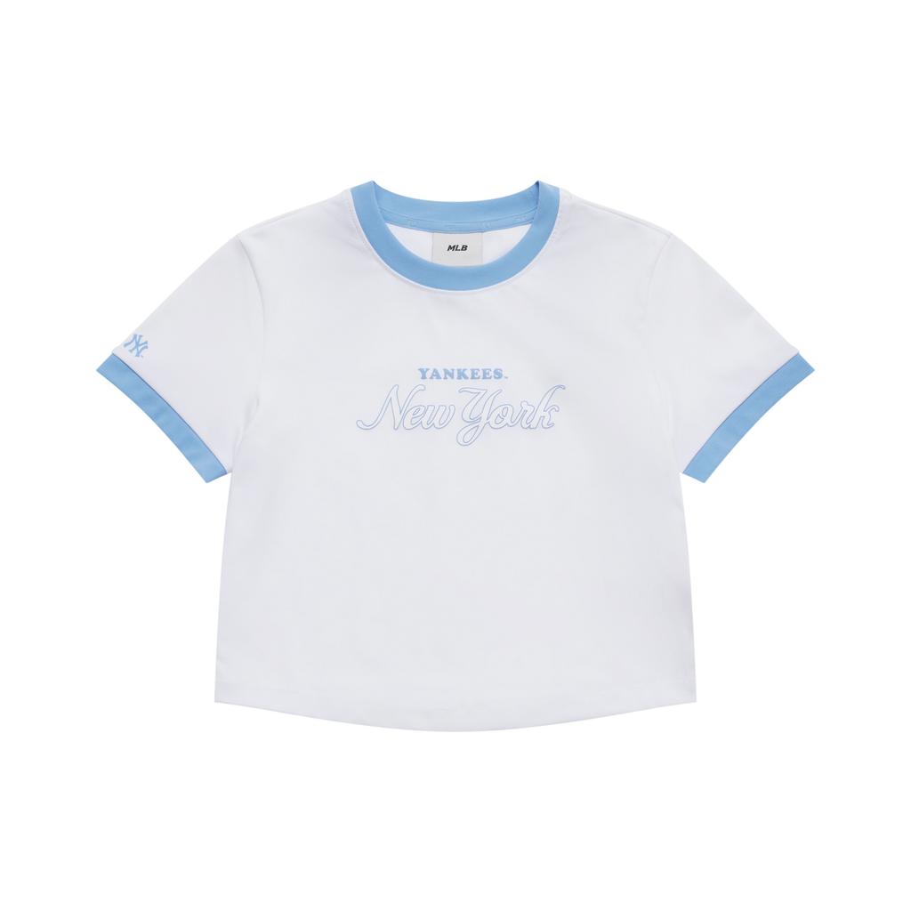 New MLB Preppy Style Collection New York Yankees SS25 T Shirt Women's Ecru 3FTSV0553-50WHS