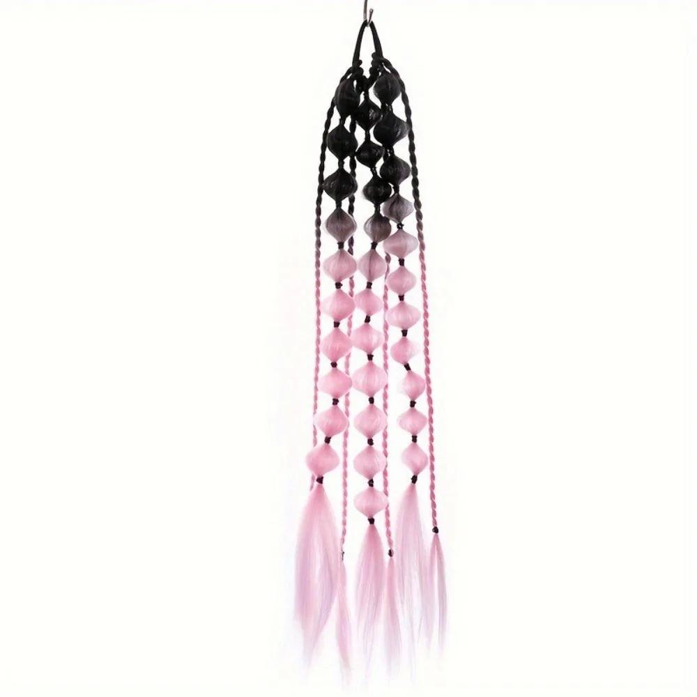 20" Colored Hair Extensions Lightweight with Hair Tie Kids Bubble Ponytail Extension Fashion Women Handmade Braided