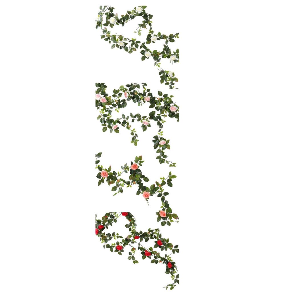 Artificial Rose Vines Rose Garland Hanging Faux Leaves Floral for Indoor Outdoor