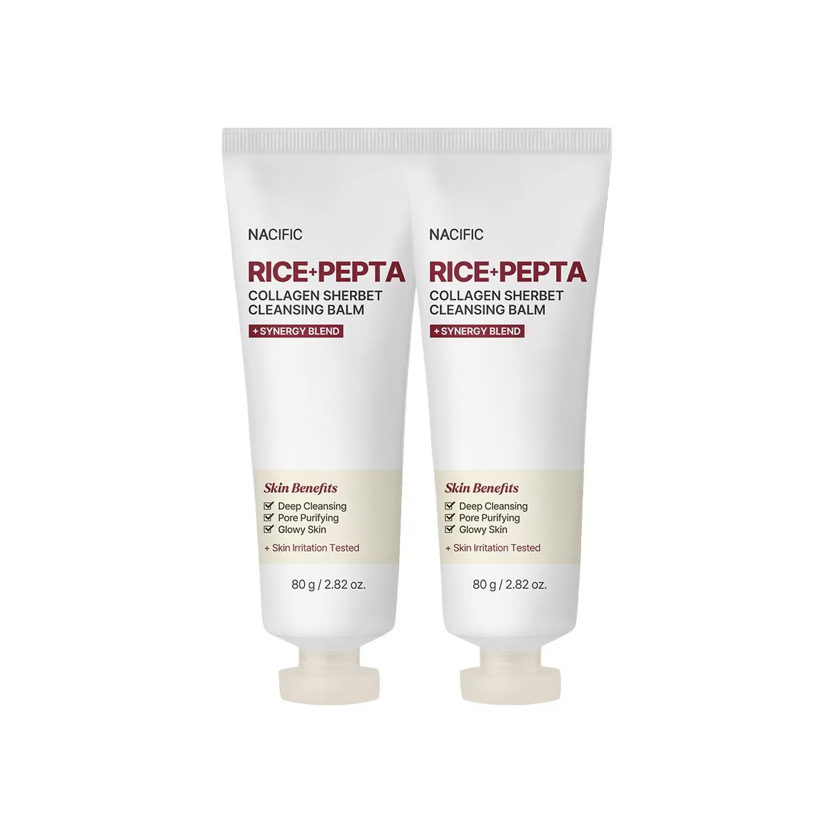 NACIFIC Rice Pepta Collagen Sherbet Cleansing Balm 80g [1+1 Duo Set] - Deep Melting & Brightening Cleanser
