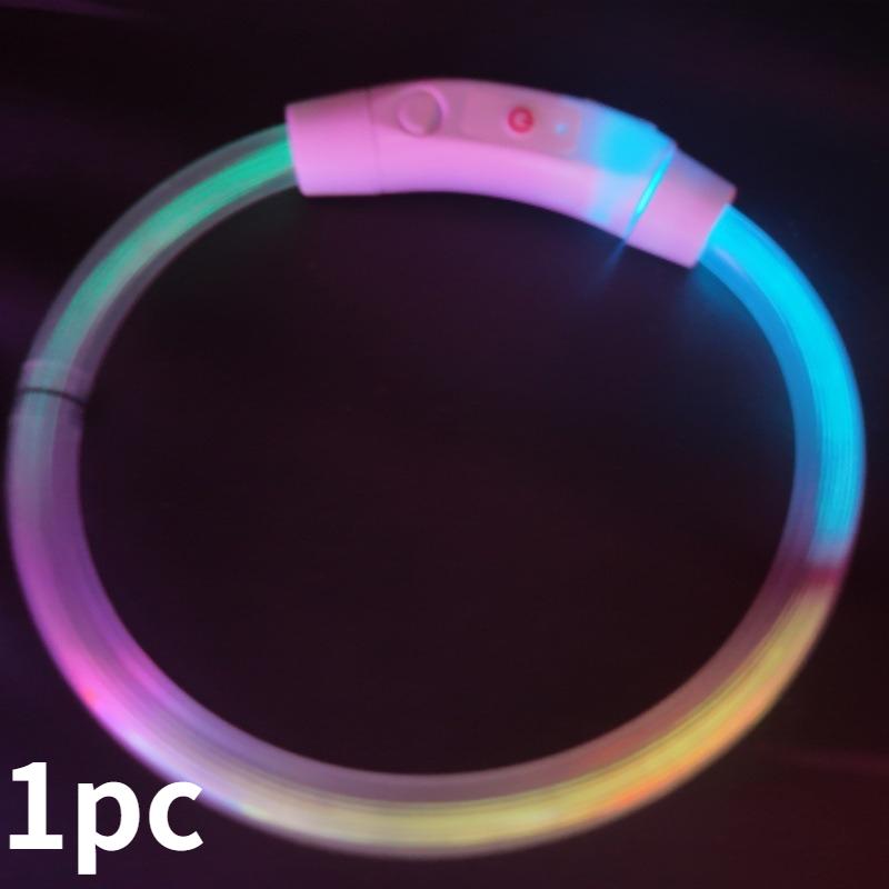 USB Rechargeable LED Fiber Optic Collar for Pets Luminous Anti-Lost Dog Accessory Outdoor Light Collar