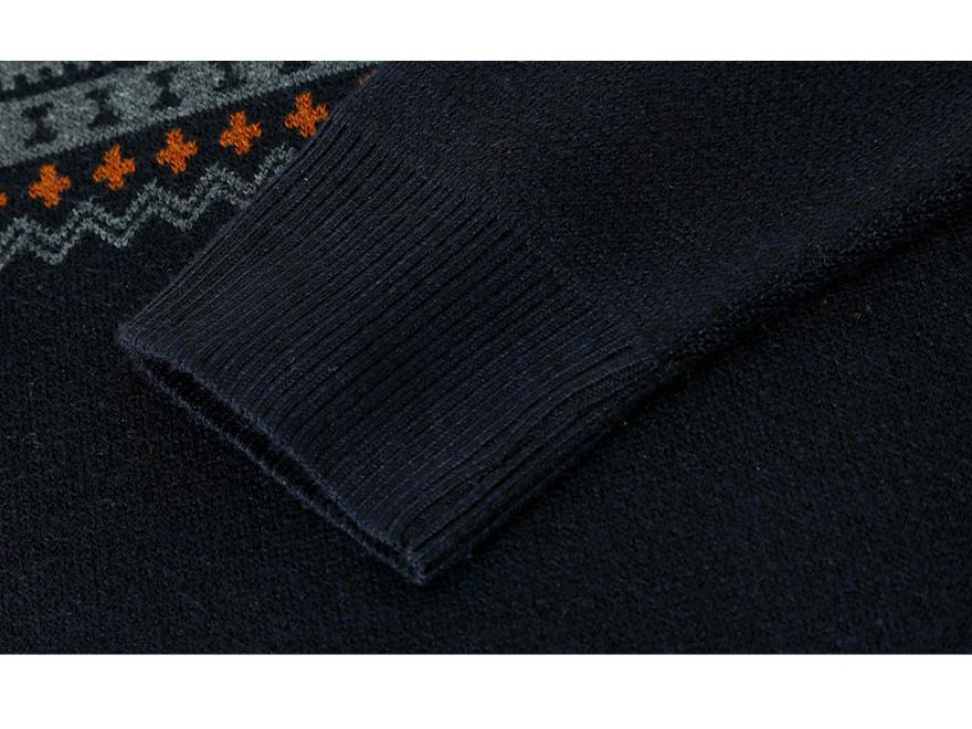 Herren Trendiger Gestreifter Strickpullover 2023: Rundhalsausschnitt, Halbreißverschluss, Lockere Passform.