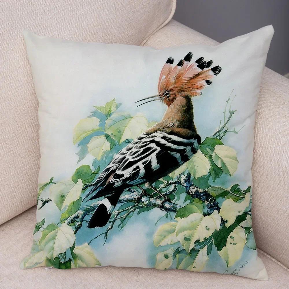 Birds And Flowers Double-sided Printed Pillow Cover Short Plush Suitable Living Rooms Bedrooms Sofas Throw Cushion Cover