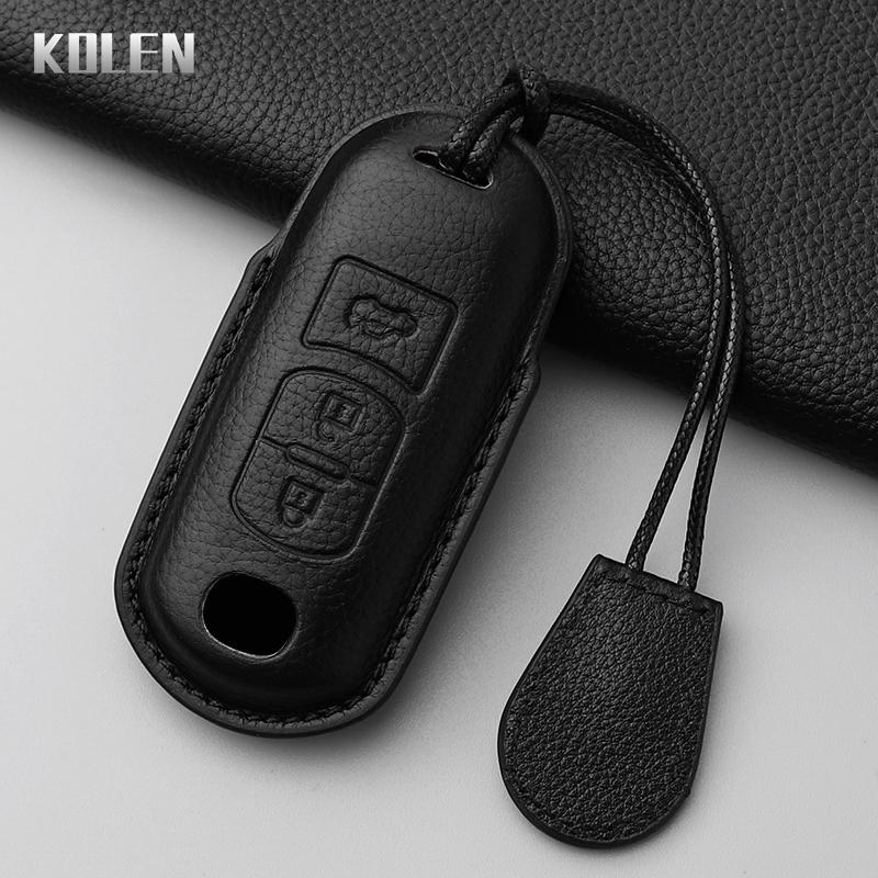 Leather Car Key Case Cover Shell For Mazda 2 3 6 Atenza Axela Demio Cx-5 Cx5 Cx-3 Cx3 Cx7 Cx-7 Cx-9 Cx9 Mx5 2 3 Buttons Keychain