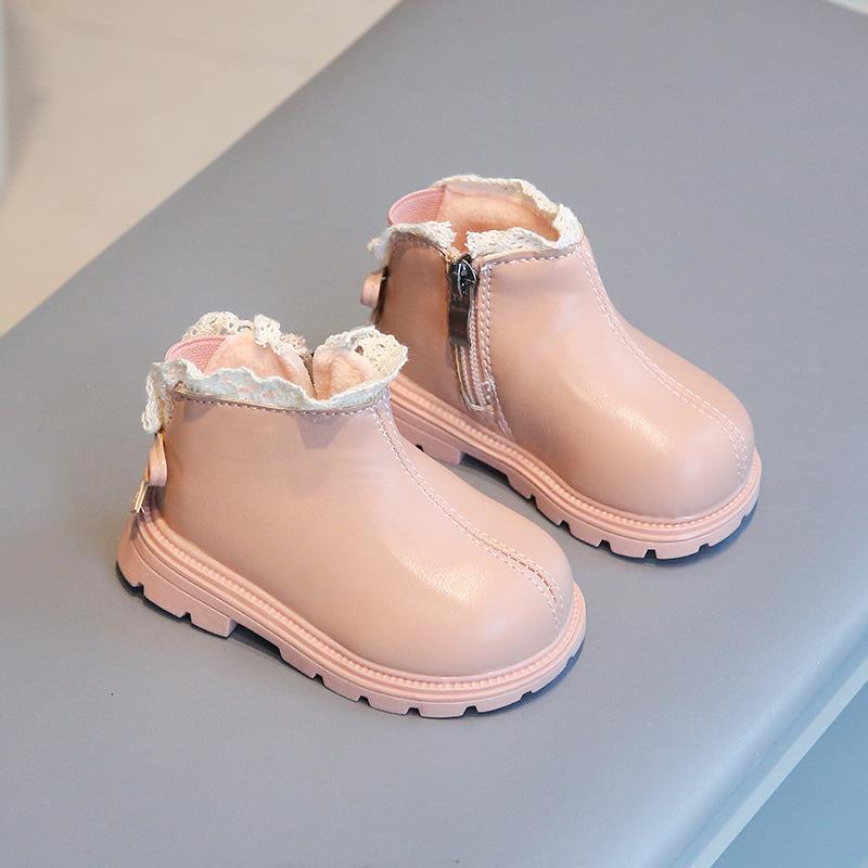 

Флисовые ботинки Мартин для девочки осень корейская версия ботинок из кожи для маленькой девочки детская обувь иностранная универсальная обувь принцессы для малышей детская Size 15-19, please take 5 pairs