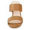Allegra K Women's Summer Slide Mule Sandals with Block Heel and Open Toe, Camel, Size 23.5cm