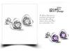 Sterling Silver Garnet Red Heart Stud Earrings - Korean Style