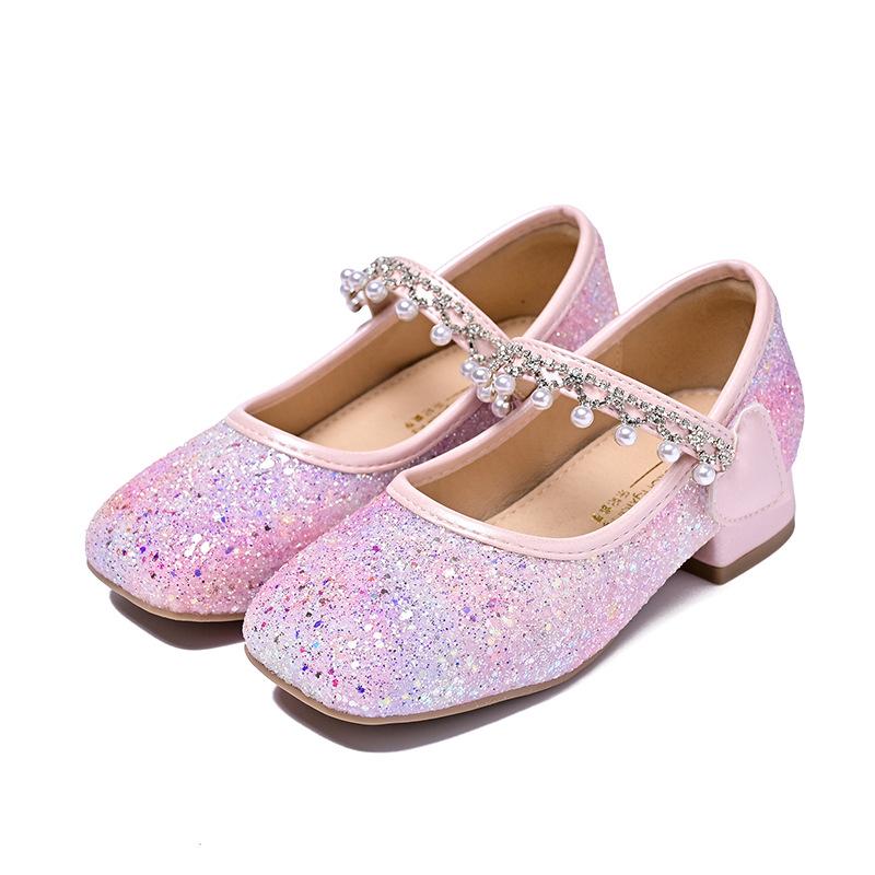 Girls' Leather shoes2026New Summer Pearl-embellished Princess Shoes, Girls' Single Shoes, Dance Shoes, and Crystal Shoes for Parties