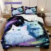 Katzenmuster Bettwäsche Steppdecke Set Bettbezug Kissenbezug Heimdekoration Geburtstagsgeschenk (1 Bettbezug + 2 Kissenbezüge, ohne Füllung)