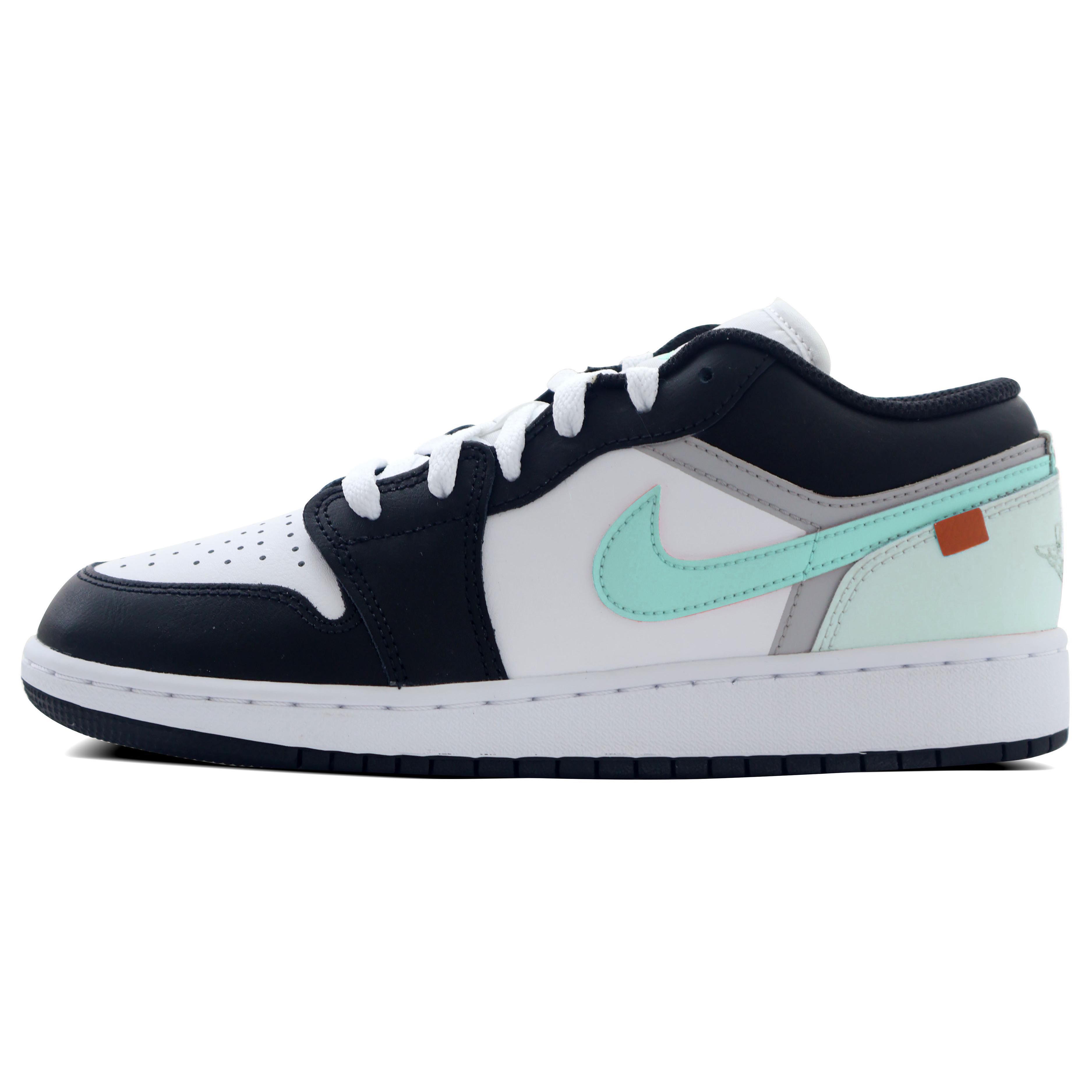 Jordan Air Jordan 1 Leather Breathable Low top Vintage Basketball Shoes GS Black Green 553560-131(Team176-AJ1) 40