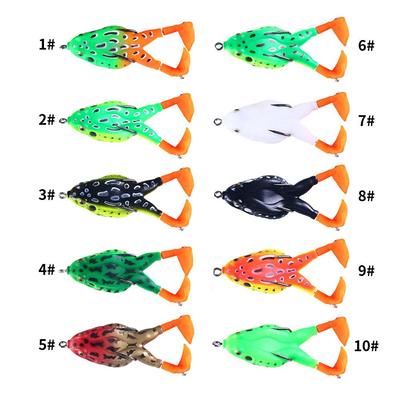 Señuelo de Rana Blanda, Patas de Hélices Dobles, Ojos 3D, Patrón de Piel de Silicona Realista, Topwater, Set de Señuelos de Pesca para Lubina Lucio