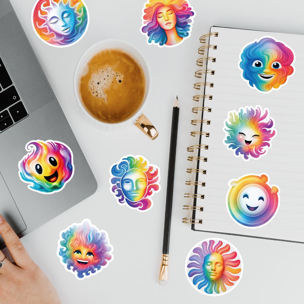 100 Pieces of Cute and Colorful Emoji Doodle Stickers for Water Cups, Waterproof Decorative Stickers for Mobile Phones, Creative Cartoon Stickers