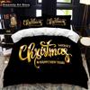 Christmas Polywster Duvet Cover Set King Queen Size Winter Red Santa Claus Gift Merry Christmas Bedding Set