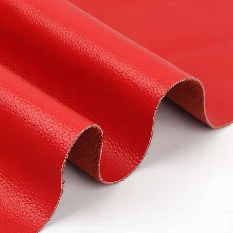 Big Red Cowhide, Lychee Patterned Soft Leather Fabric, Sofa Seat Cushion, Headboard Soft Bag, Whole Top Layer Leather