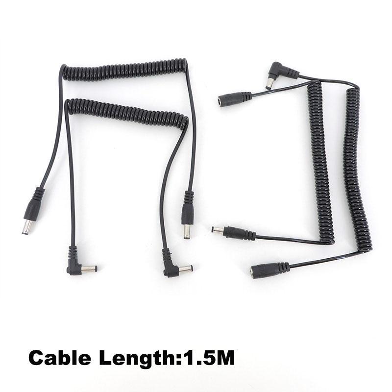 1.5m DC Male To Angel Male Female Plug Spring Power Cord Cable 5.5 X 2.5mm 5.5mm X 2.1mm Extension Cord for LED Strip USB Fan