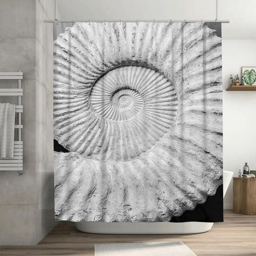Large Shell Pattern Shower Curtains Bathroom Decor Waterproof Print Shower curtain Set Decoration for Home Bathrooms Modern Desi