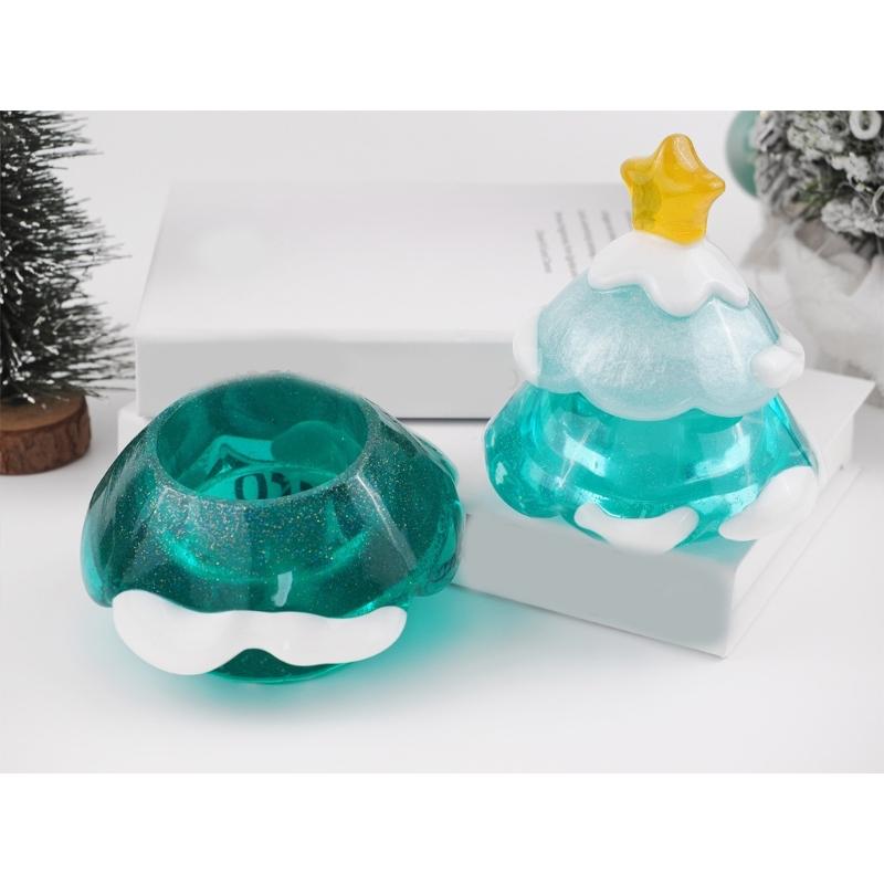 Multi Purpose Christmas Tree Silicone Jar Mold Sturdy Silicone Jar Mold for Handmade Christmas Tree Storage Jars
