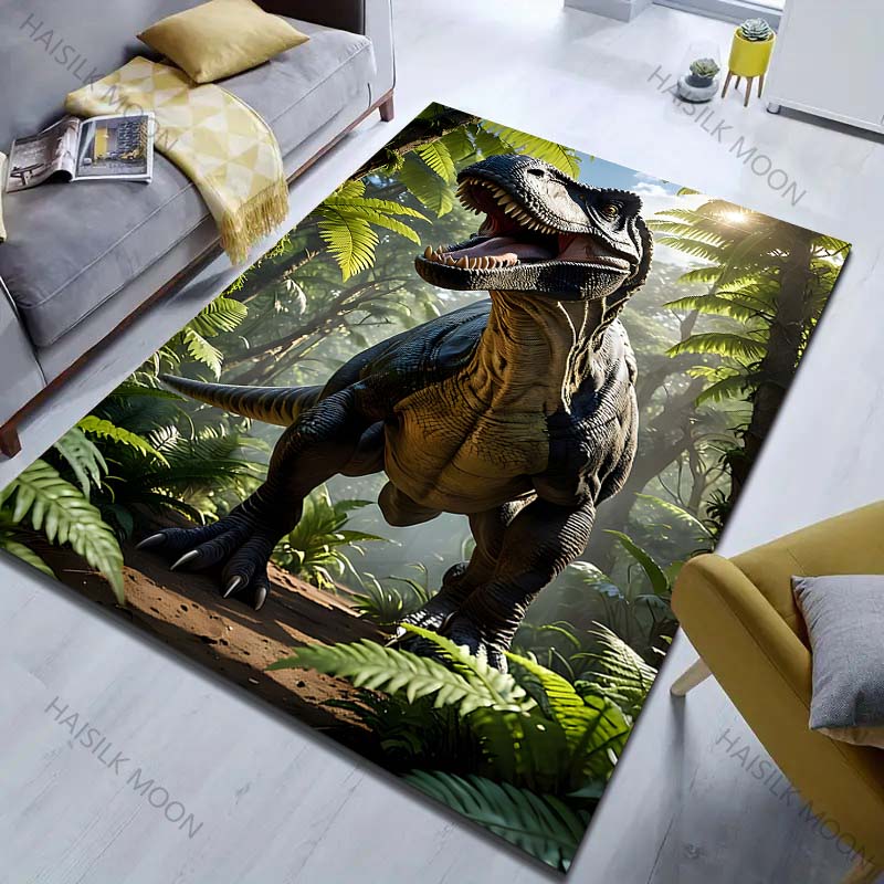 שטיח הדפסת טירנוזאורוס יער HD לחדר שינה סלון ליד המיטה ספה מחצלת רצפה עיצוב בית מודרני שטיח אזור גודל גדול
