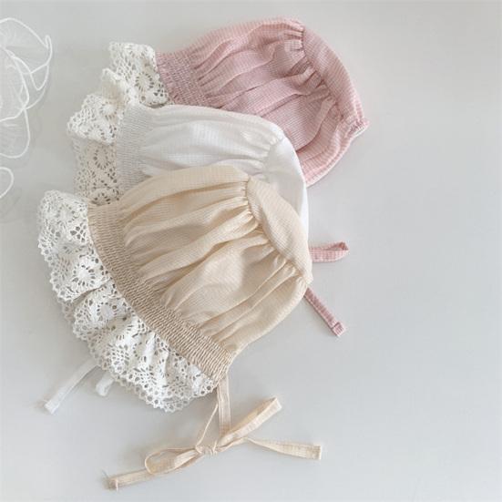 Newborn Baby Hat Lace Brim Rounded Top Solid Color Lace-up Beanie Hat Sun-Protection Accessories Cute Infant Cotton Bonnet Summer