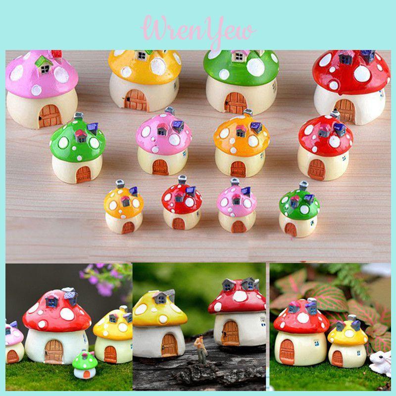 Diy Resin Mushroom House Castle Garden Craft Decor Miniature Micro Landscape Art
