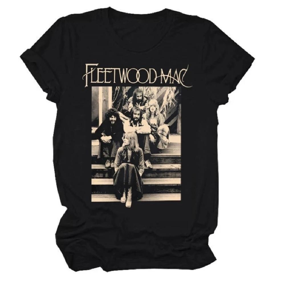 

American Fleetwood Mac Rock Band T-Shirt Women s T-Shirt Summer New Vintage Fashion Men s and Women s Streetwear XXXXXL чёрный