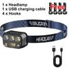 LED Headlamp Flashlight Rechargeable Induction Light Fishing Lamp Light Support White Light Ultra-Light Emergency Climbing Light