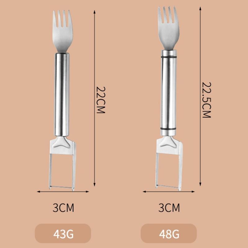 2-in-1 Stainless Steel Fruit Cutter Salad Fruit Slicer Cutter Tool Dual Head Watermelon Fork Cutter Kitchen Accessories Gadgets