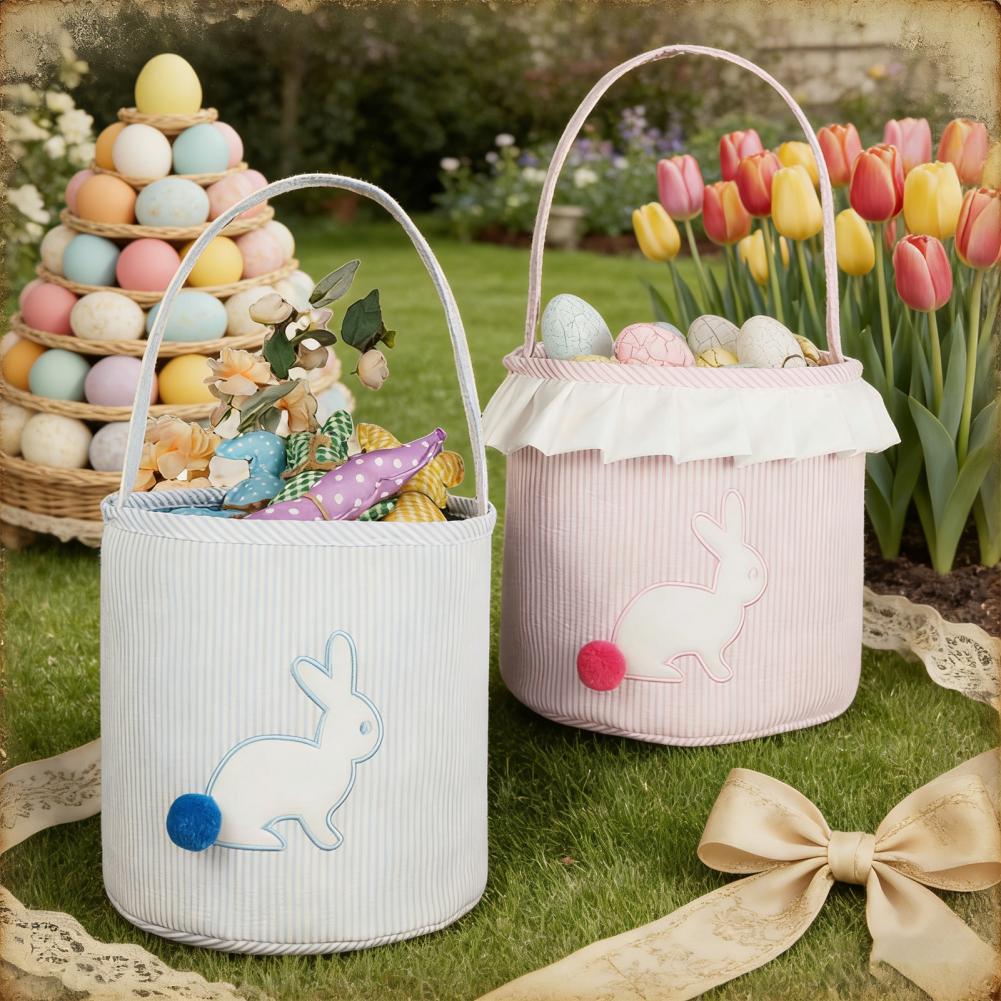 Long Ears Tail Rabbit Bucket Easter Storage Bag Bunny Bucket Bag Easter Bunny Storage Bag Kids Easter Treat Bags Easters Contain