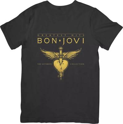Hudba Bon Jovi Unisex Strih pre Mužov a Ženy Kvalitné Bavlnené Tričko Čierne