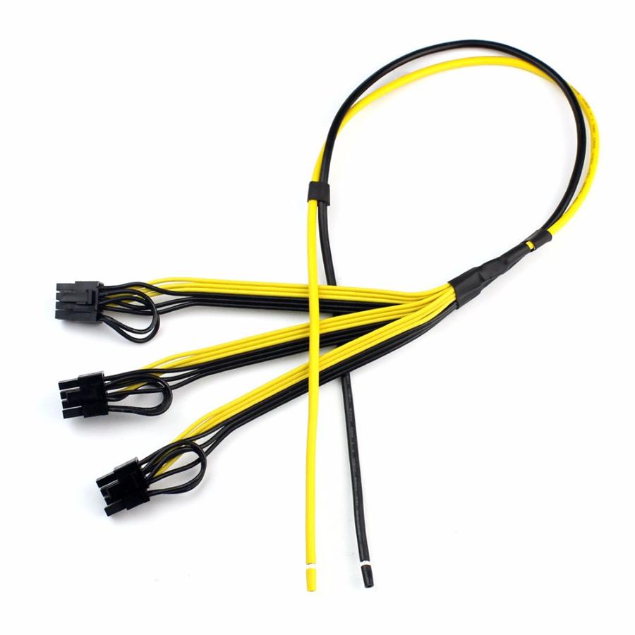 5Pcs For Miner Minging 6Pin + 2Pin Power Supply Cables 1 to 3 Adapter Cables